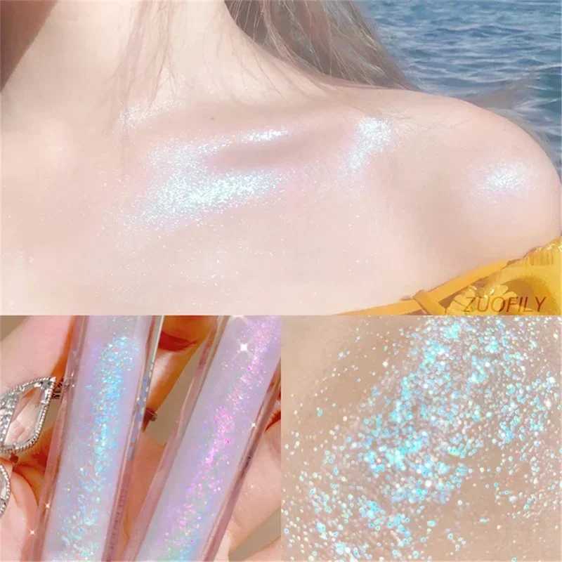 HLQO Vücut Glitter Glitter vurgulayıcı sıvı göz farı yüksek parıltılı su geçirmez su geçirmez shake shake parlatıcı ipekböceği yüz vücut vurgulayıcı d240503