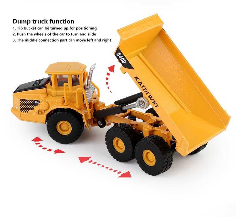 Modello Diecast Auto Auto in lega Truck Truck Modello Dumper Toys for Boys Simulato Crawler Engineering Vehicle Cars Collection Regalo bambini T240506