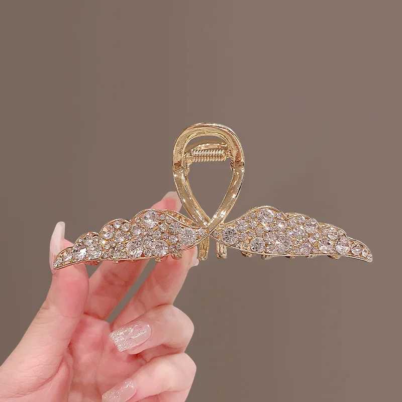 Autre Vanika Luxury Full Hinestone Wing Hair Cl Elegant Metal Hairpins Ponytail CL Clip pour femmes Girls Hair Accessoires Cadeaux