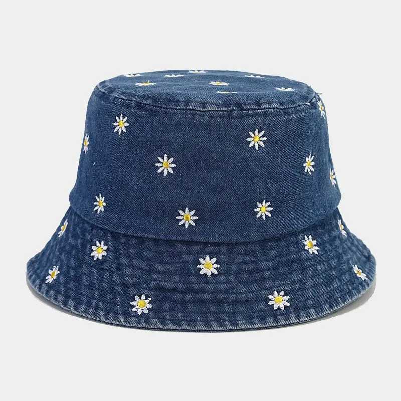 Chapeaux à bord large chapeau seau 2023 saisons Cowboy Broidered Bucket Hat pêcheur