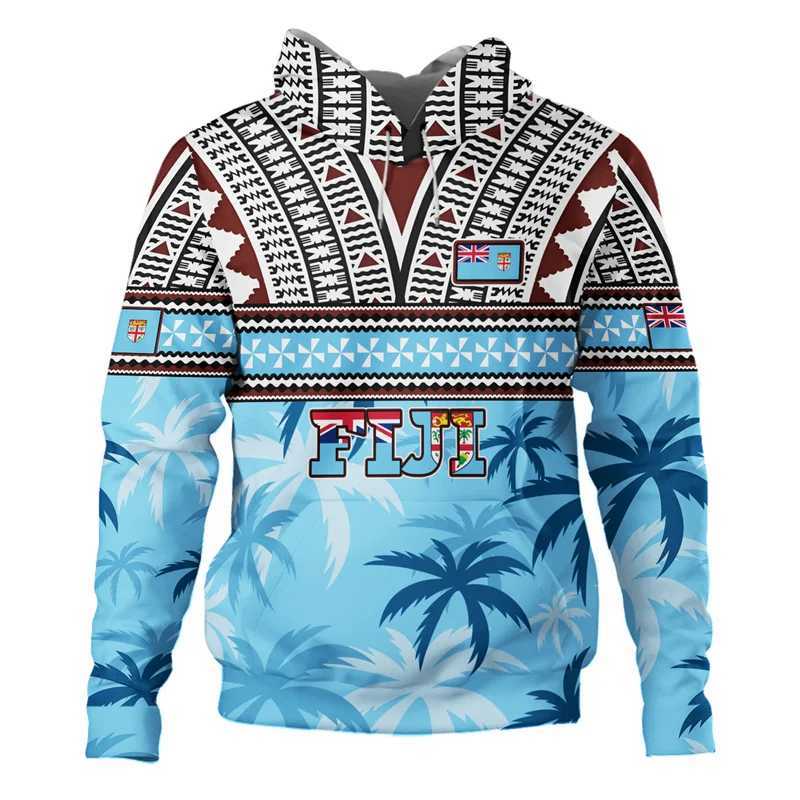 Herren Hoodies Sweatshirts 3D Druck Fidschi Independent 1970 Tapa Style Polynesian Herren Hoodie Fashion Street Clothing Top Kapuzenpullover Q240506