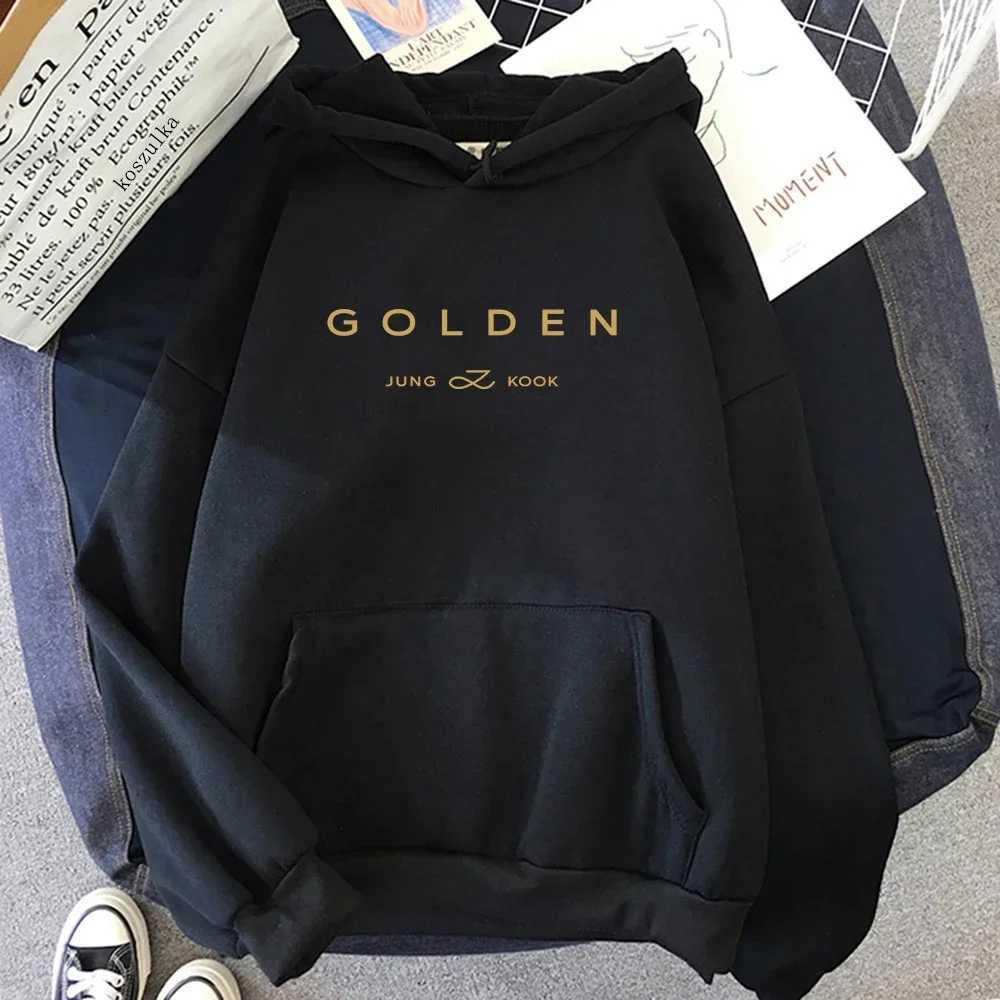 Herren Hoodies Sweatshirts Jungkook Gold Hoodie Womens Ästhetik neben You Hoodie Unisex Album Buchstabe gedruckt Gold Reißverschluss Sweatshirt Korea Q240506