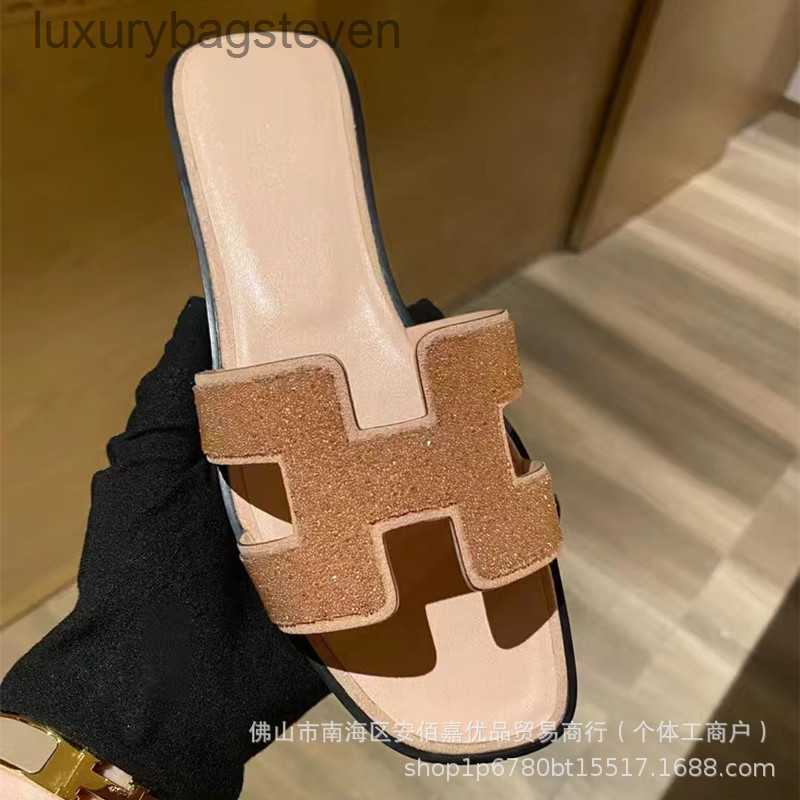 Mode Original H Designer Pantoffeln New H Flat Bottom Slipper Damen Damen -Cashmere Gun Diamond Face H Pantoffeln mit 1: 1 Markenlogo