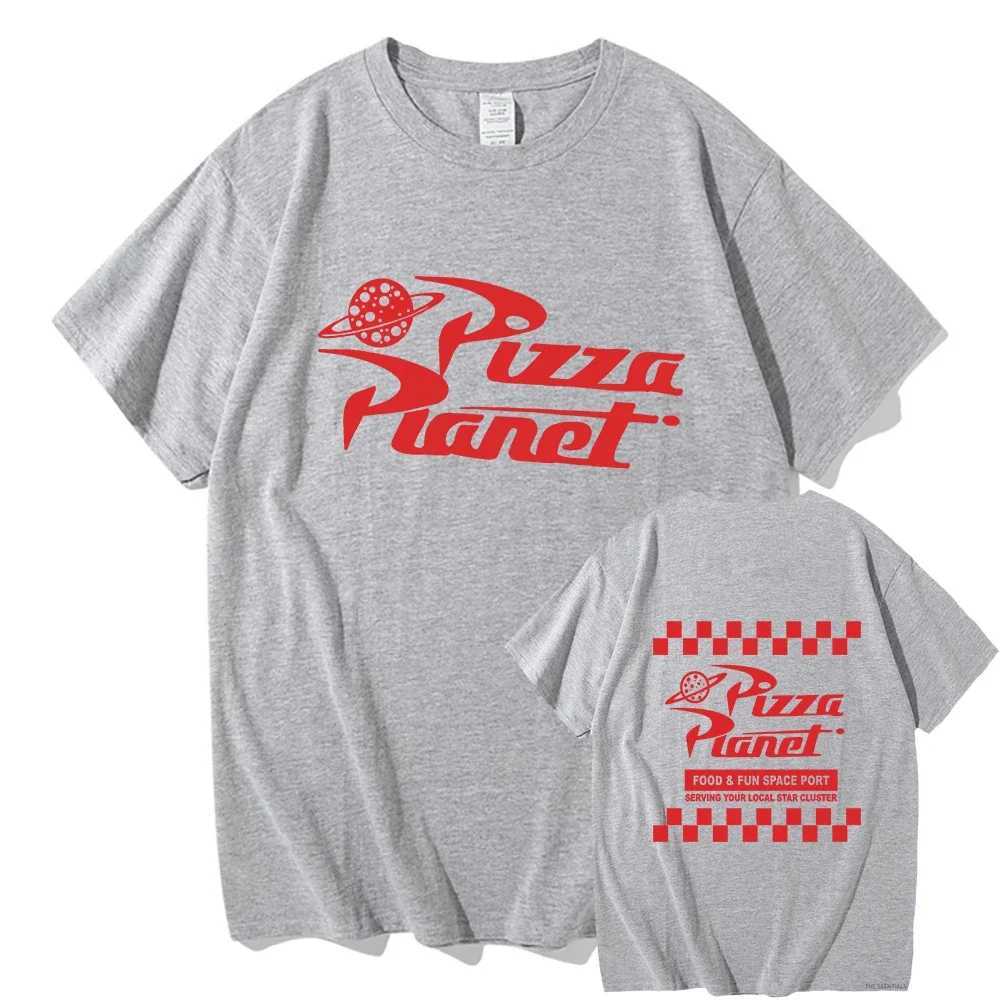 Men's T-Shirts 2024 Summer Pizza Planet T Shirts Men and women Graphic Sweatshirt Vintage Cotton T-shirt oversize Hip Hop Ts Classic Clothes T240506