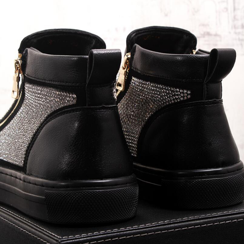 New luxury designer casual shoes Metal plate hovershoe Casual flats moccasin platform Rock Hip Hop Crystal A4