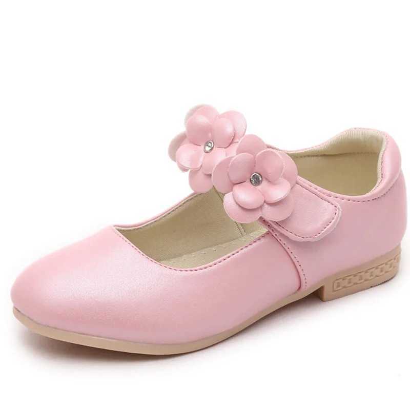 Baskets Chaussures pour enfants Chaussures or rose blanc fille arc chaussures en cuir chaussures printemps et automne appartement pour enfants fleuris