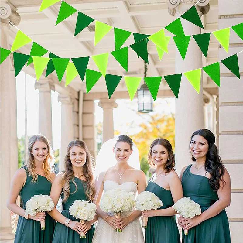 Bandeira bandeira verde festa de um aniversário de um aniversário feltro de estamenha verde bandeira bandeira bandeira para tecidos Garland Garland Garden Garland Baby Shower Decorações