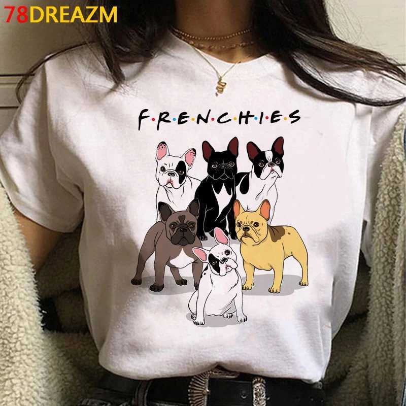 T-shirt féminin T-shirt féminin French Bulldog Womens T-shirt Harajuku Vintage Grunge esthétique T-shirt Tumblr Graphic Womens T-shirtl2405