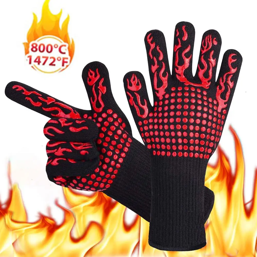 Gloves Hot Sale 800 Celsius Degree CutResistant High Temperature Gloves AntiBright Fire Color Keep BBQ Gloves Fireproof Nomex Gloves