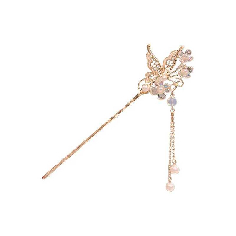 Andra Vanika Vintage Chinese Style Hair Stick Tassels Pearls Hairpins Elegant Butterfly Flower Hair Pins Clip Summer Accessories Gifts