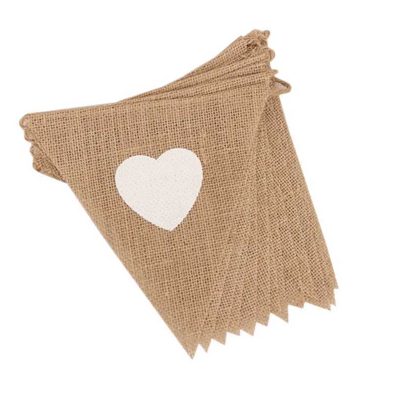 Banner vlaggen Mr Mrs Love Heart Vintage Wedding Banner Jute Bunting Photo Props Marry Rustic Garland Flag Party Wedding Decoratie 5BB5801