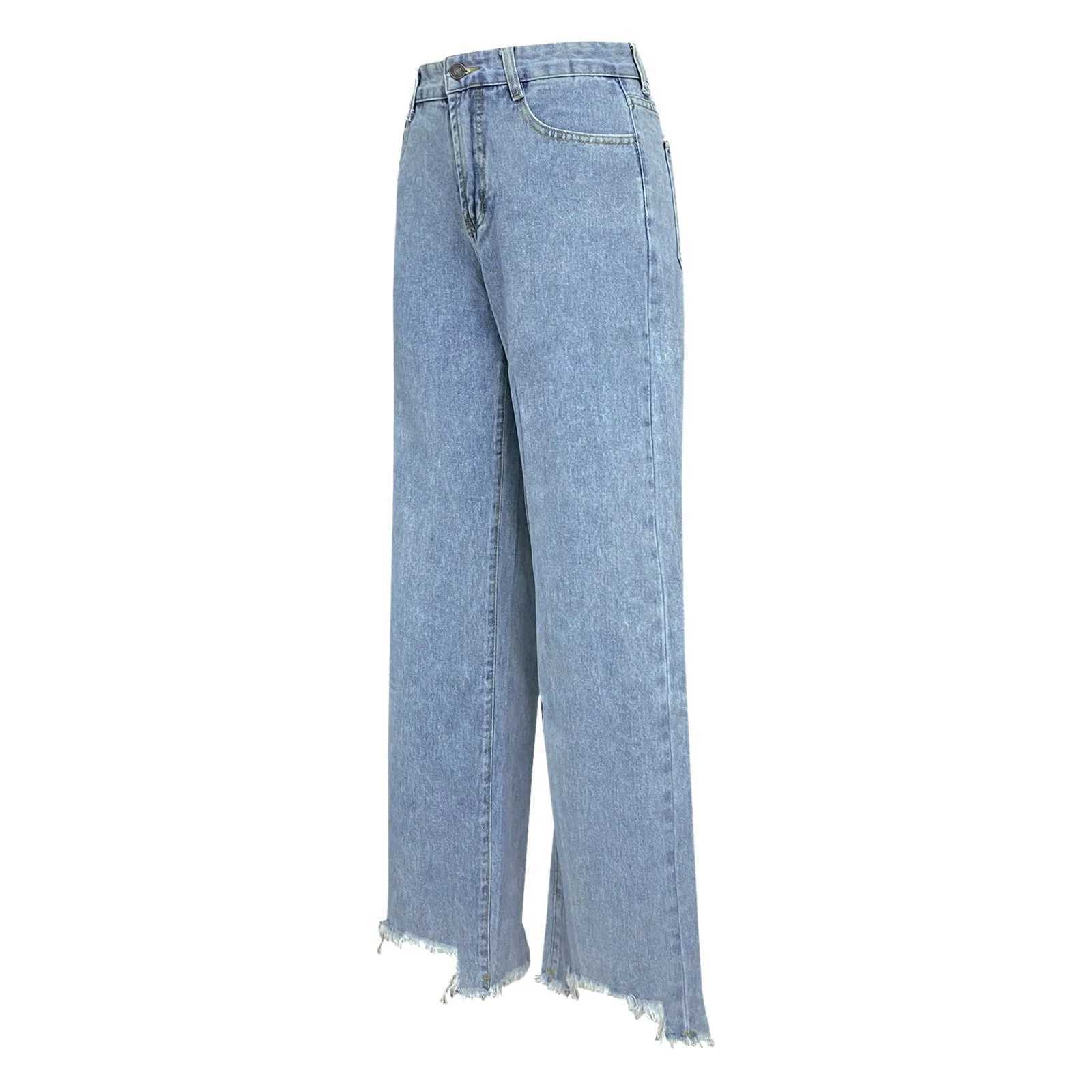 Frauenhose Capris Fransen gerade Jeanshosen für Damenhosen bequeme weiche Freizeitjeans Weitbein Hosen Mode -Jeans 2023 Y240504