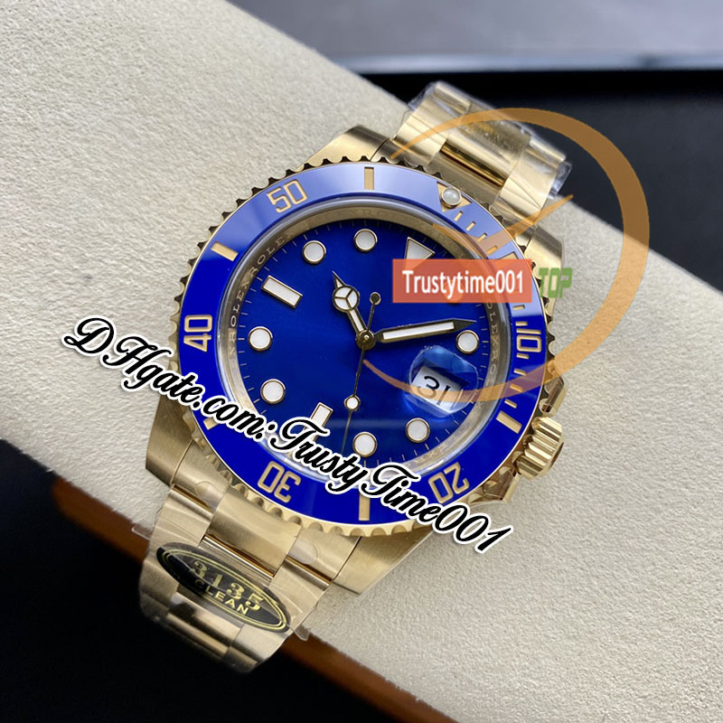 40mm 116618 VR3135 Otomatik Erkekler İzle Temiz CF V5 Seramik Çerçeve Mavi Kadran 18K Sarı Altın 904L Paslanmaz Çelik Baskavak Süper Edition Super Edition Trustytime001 Saatler Hombre