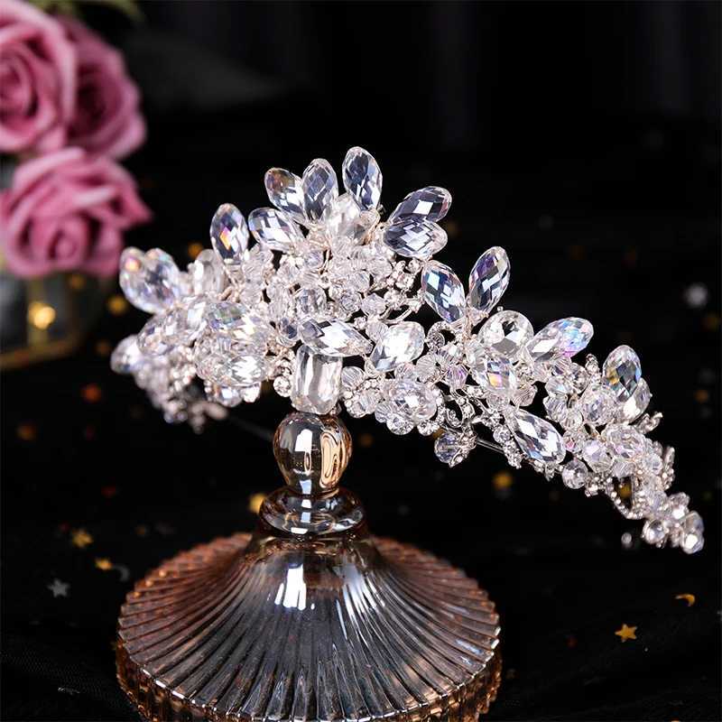 Bruiloft haar sieraden luxueuze bruid handgemaakte kristallen bruidshoofdband set sieraden hoofddeksels tiaras hoofdbloembloem bruiloft haaraccessoires