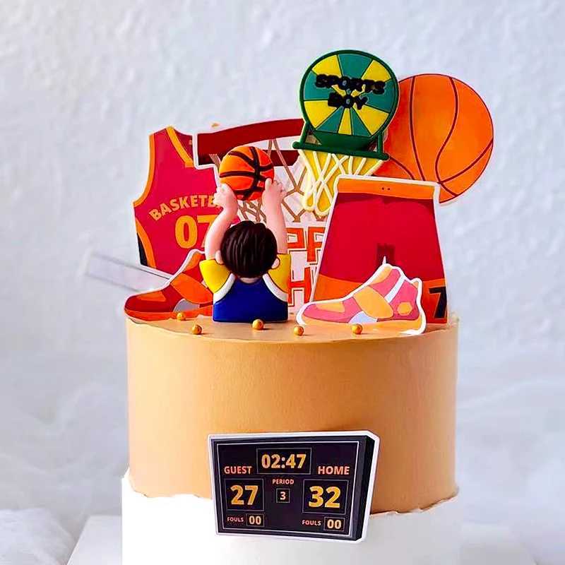 3 -stks kaarsen bakken sportjongen cake decoratie zacht rubber schietjongen ornament basketbal schoenen basketbaljongen thema cake feest decoratie