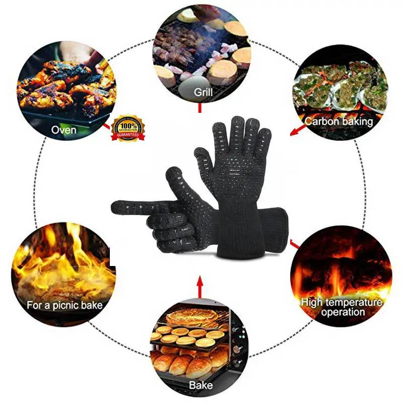 Gloves Hot Sale 800 Celsius Degree CutResistant High Temperature Gloves AntiBright Fire Color Keep BBQ Gloves Fireproof Nomex Gloves