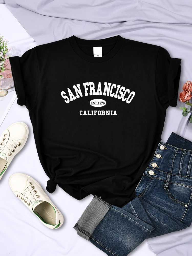 T-shirt femminile San Francisco Est.1776 California Street Womens T-shirt casual a maniche corte traspirabile Maglietta personalizzata T-shirtl2405