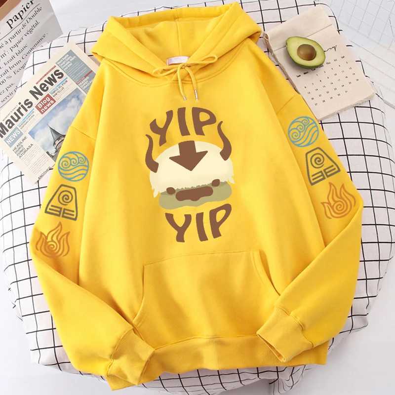 Erkek Hoodies Sweatshirts Avatar Son Havadaki Hoodie Mens Apa Yip Mektup Baskılı Uzun Kollu 2022 İlkbahar/Yaz Siyah Anime Üst Gevşek Q240506