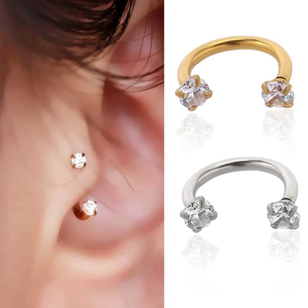 Body Arts Stainless Steel Crystal Hoop Ring Piercing Nose Ear belly Rings Women Men Cartilage Helix Earrings Daith Piercing Jewelry d240503