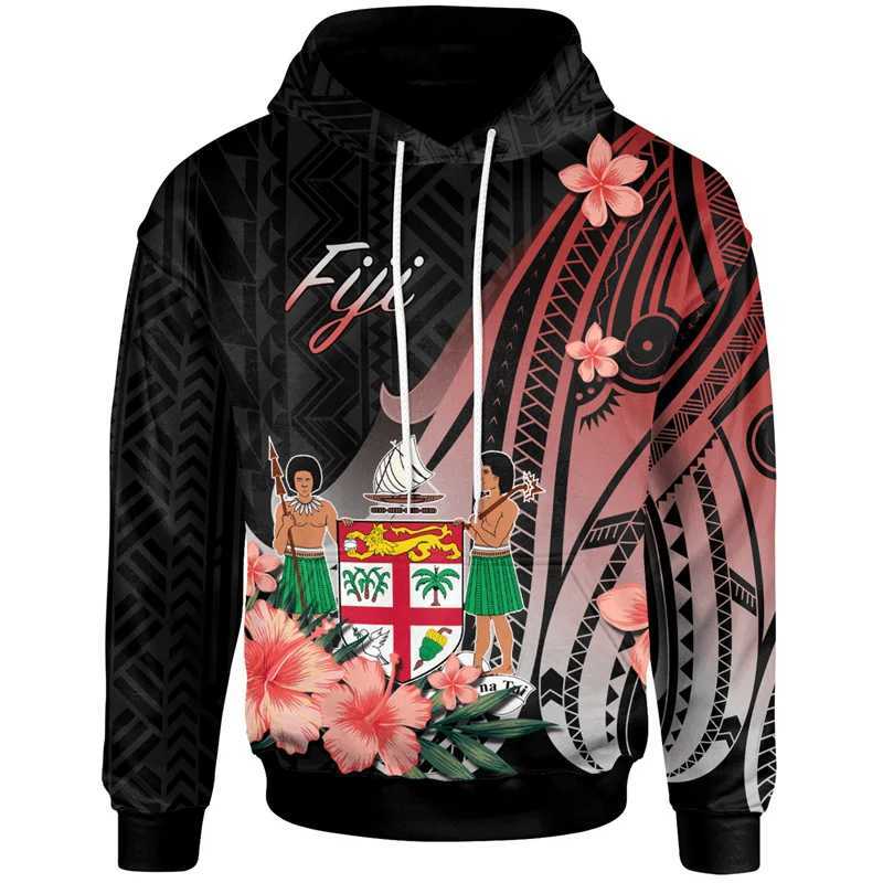 Herren Hoodies Sweatshirts 3D Druck Fidschi Independent 1970 Tapa Style Polynesian Herren Hoodie Fashion Street Clothing Top Kapuzenpullover Q240506