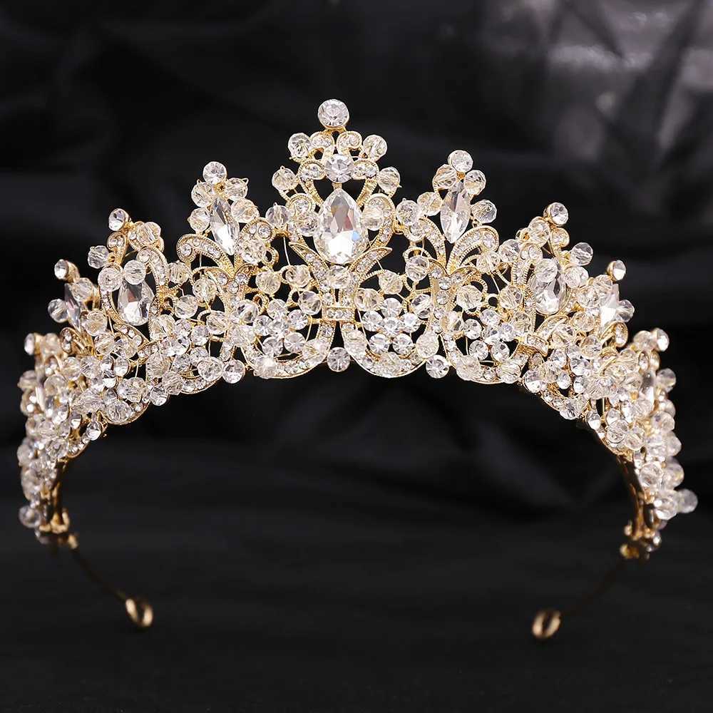 Bandons daUzi Elegant Luxury Bridal Handmade Rose Crystal Perhear Fidées pour les fêtes de mariage pour femmes Queens Couronne Accessoires de cheveux Q240506