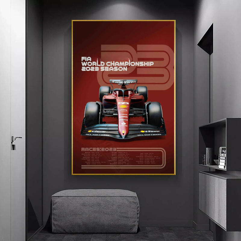 Livraison moderne Art mural esthétique F1 Classic Car Racing Hd Huile sur toile Affiches et imprimés Cadeau de salon de chambre à coucher pour la maison