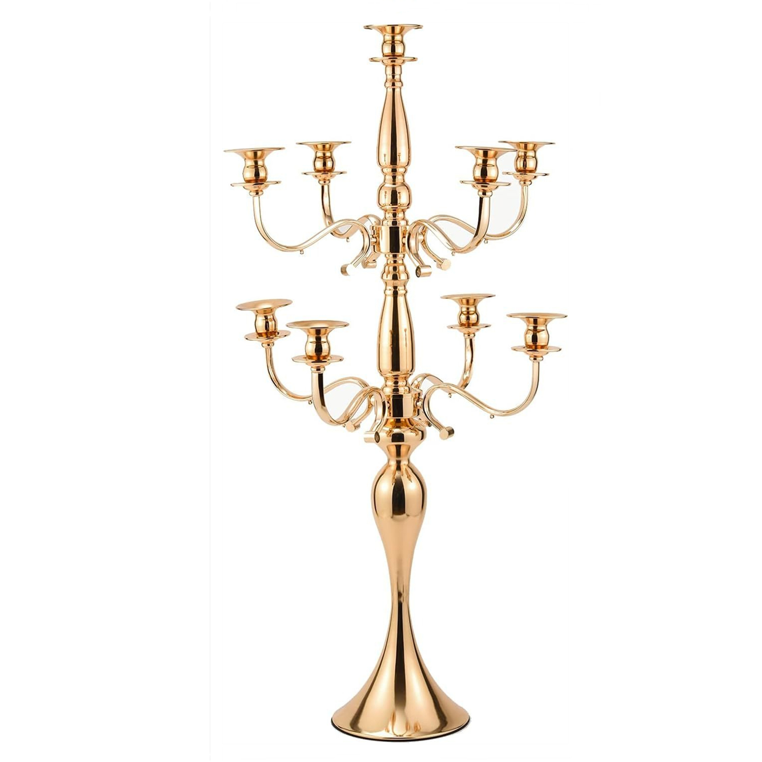 9 cabeças de metal castiçal candelabra 33 polegadas portadores de vela de bandeira de mesa de casamento de peças centrais de vasos de flores decoração de festas de líder