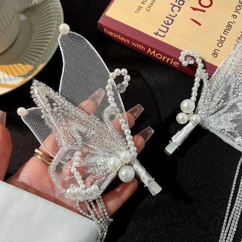 Hochzeitshaarschmuck Fairy Ohr Kopfbedeckung Kristall Haarnadel neuer Schmetterling Quaste Seitclip zarte Braut Hochzeit Haarzubehör Accessoires