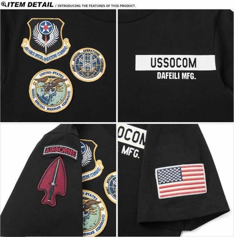Men's T-Shirts 2023 Short Slve Hip Hop USSOCOM AIR FORCE Emblem Crew Neck White Black Man T-shirt Printing 100% Cotton Unisex Men T Shirt T240506