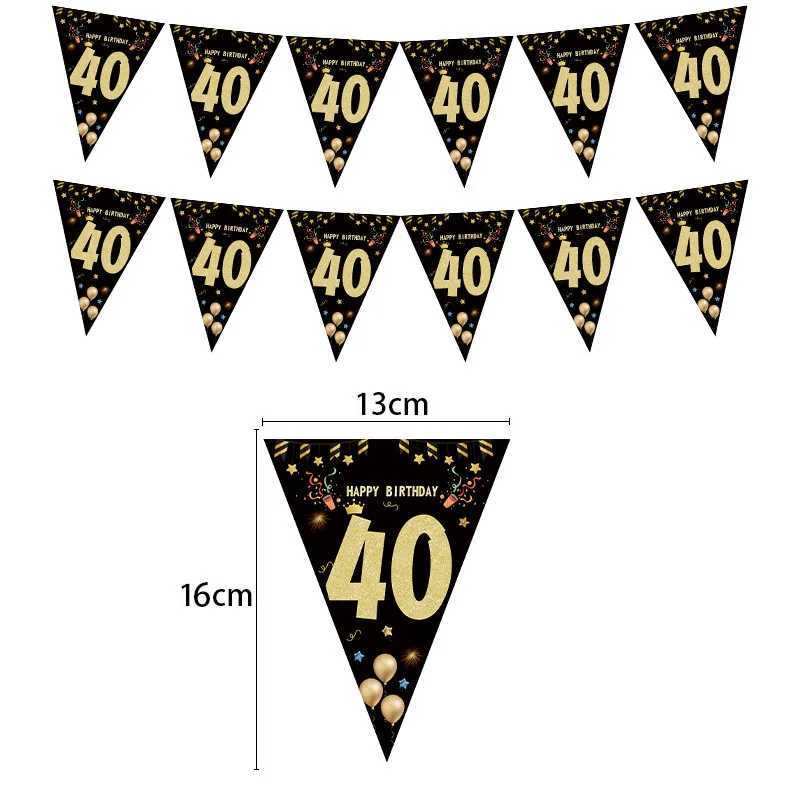 Banner Flags 18 30 40 50 60 Year Happy Birthday Banner Streamer For Party Backdrops Decoration Adult Birthday Anniversaire 30age Black Flags