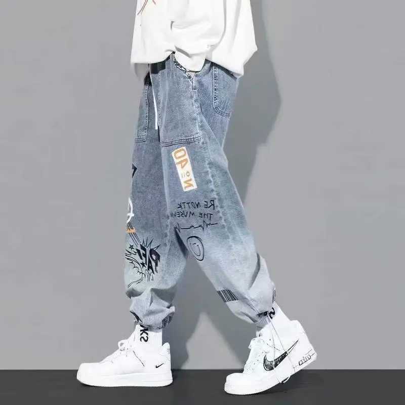 Jeans maschile di alta qualità pantaloni da uomo alla moda pantaloni hip-hop abbigliamento da strada da jogging pantaloni maschile elastico abbigliamento da uomo Tarersl2405