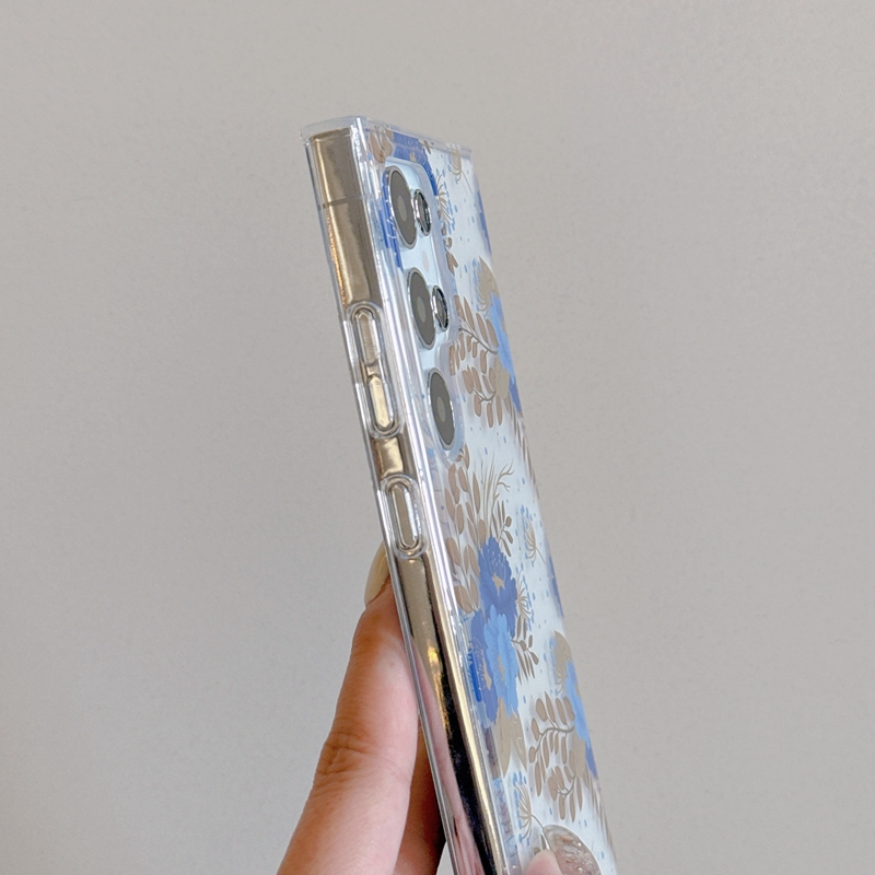 2,0 mm Flower Hard Plastic Soft TPU -koffers voor Samsung S24 Ultra S23 Fe plus A35 A05 A05S A15 A23 A34 A55 A54 A53 A53 A52 Duidelijke stijlvolle Luxe Luxe mode schokbestendige telefoonomslag