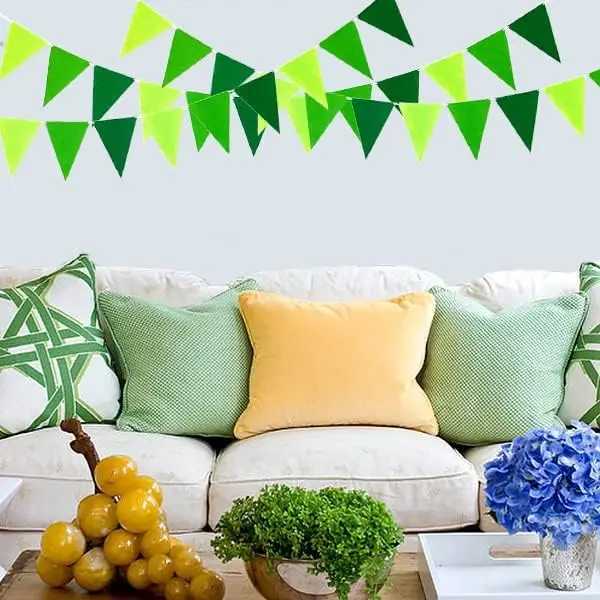 Bandeira bandeira verde festa de um aniversário de um aniversário feltro de estamenha verde bandeira bandeira bandeira para tecidos Garland Garland Garden Garland Baby Shower Decorações