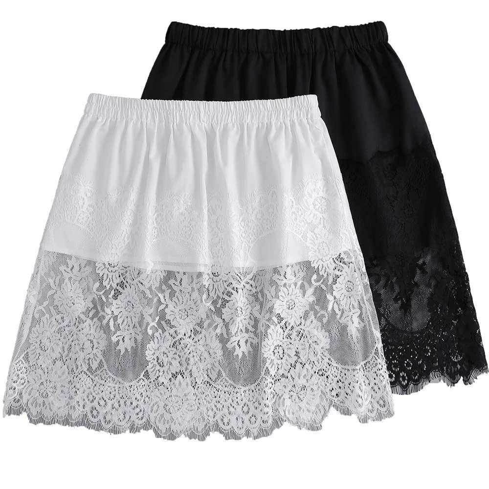 Spódnice moda nowa krótka spódnica wewnętrzna koronkowe kwiatowe fałszywe spódnice dla kobiet koszula fałszywa top fake hem 2024 wiosna i jesienna talia