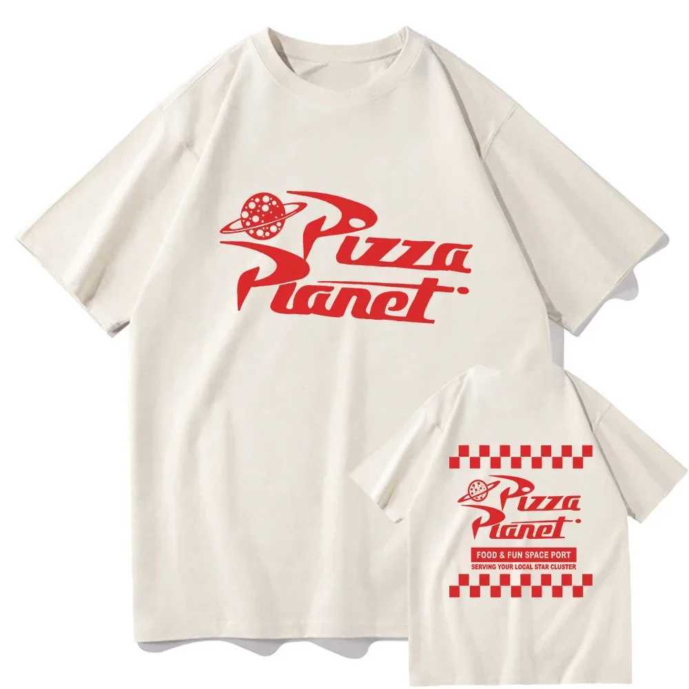 Men's T-Shirts 2024 Summer Pizza Planet T Shirts Men and women Graphic Sweatshirt Vintage Cotton T-shirt oversize Hip Hop Ts Classic Clothes T240506