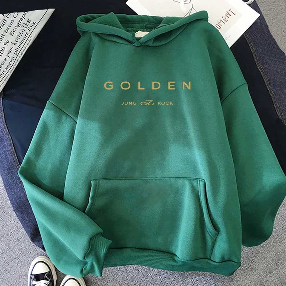 Herren Hoodies Sweatshirts Jungkook Gold Hoodie Womens Ästhetik neben You Hoodie Unisex Album Buchstabe gedruckt Gold Reißverschluss Sweatshirt Korea Q240506