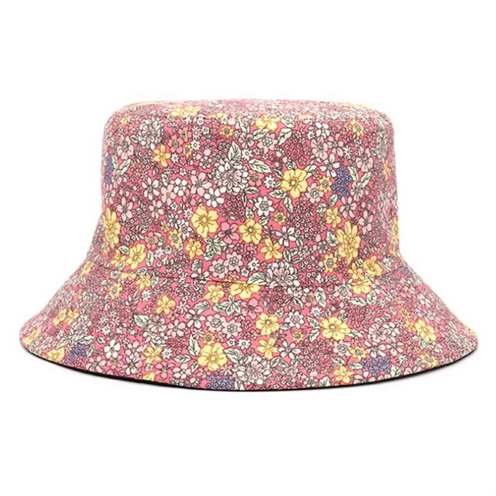 Cappelli larghi cappelli da secchio di cappelli primaverili ed estate piccoli cappelli a sede a stampa floreale fiore a doppia faccia maschio bacino selvaggio sole donna c J240425