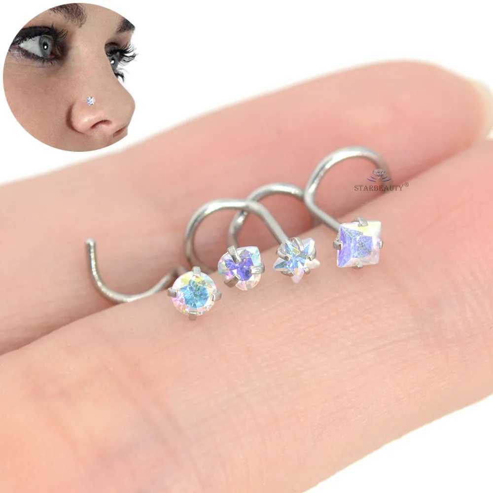 Arts du corps / ensemble 20 g de tige tendance 3 mm coeur rond carré étoile nez anneau étalon cz cristal narine Piercing nariz lèvre nez exercing bijoux d240503