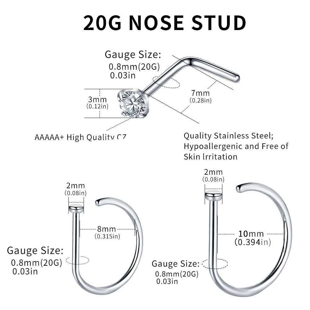 Body Arts G23 Titanium Open D Shape Naso Anello a telaio a telai a nastro Orecchini piccoli nostril Tragus cartilagine piercing gioielli donne d240503