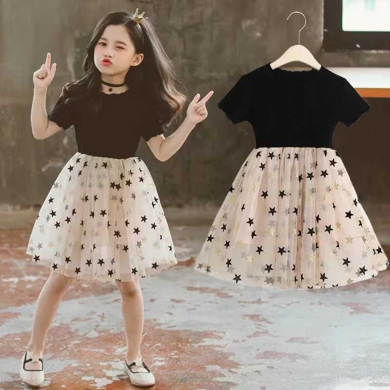 Mädchenkleider Mädchen Kleid Sommer Casual Fashion Childrens Geburtstag Stars Gaze Puffy Prinzessin Kleid für 1-7 Jahre alte Kinderparty Elegancel2405