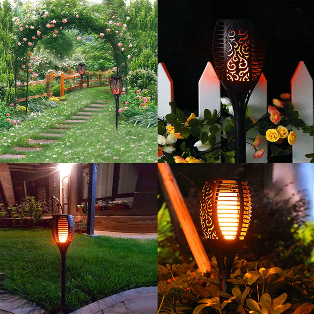 33/96 LED Outdoor Solar Flame Lamp Torch Light Safety Waterdicht licht flikkeringslichten voor terrastuin Decor Automatisch op schemering