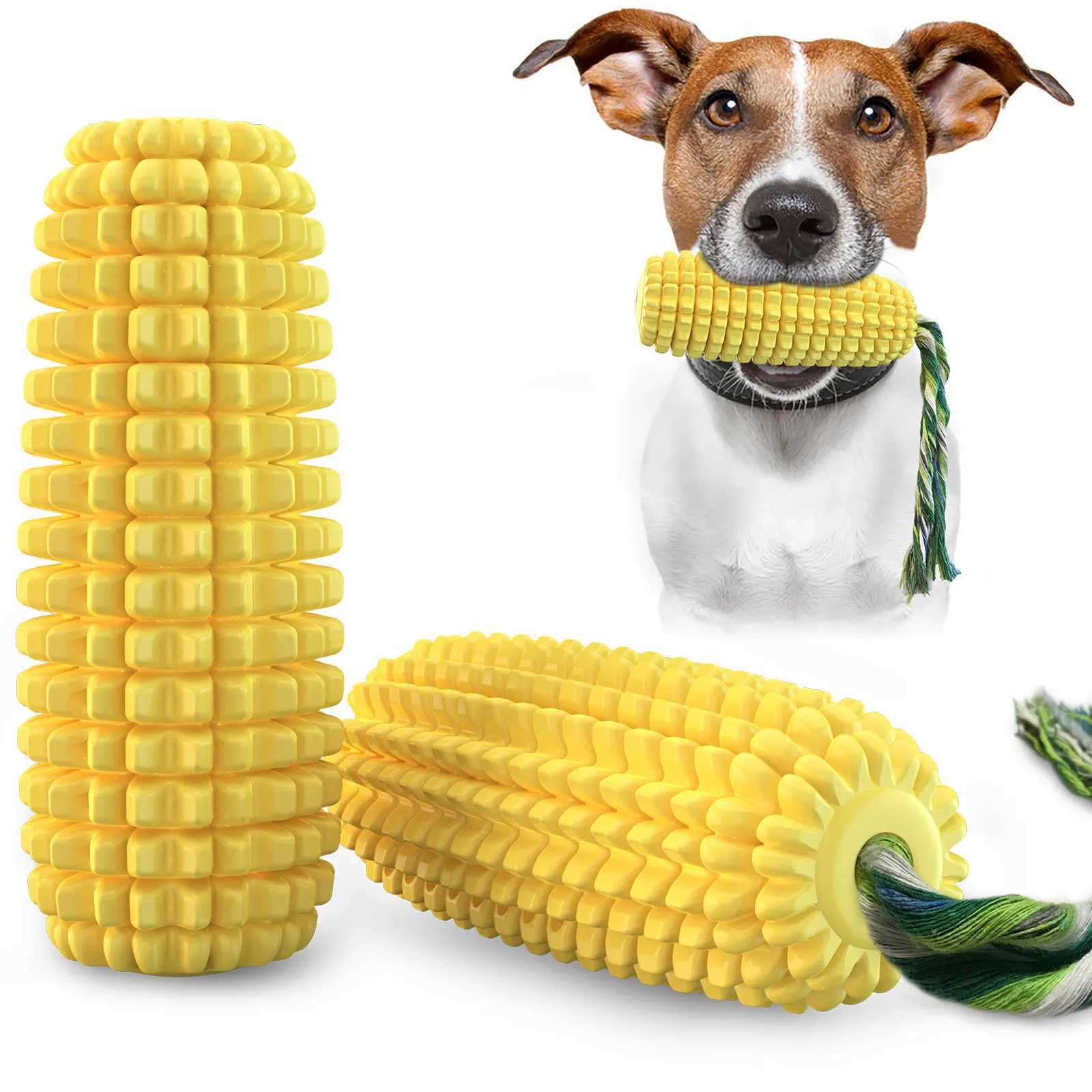 Dog Toys Chews Interactive Toy Elasticity Squeak Corn For Medium Large Dogs Tooth Cleaning Release Anxiety Training IQ Pet Supplies H240506