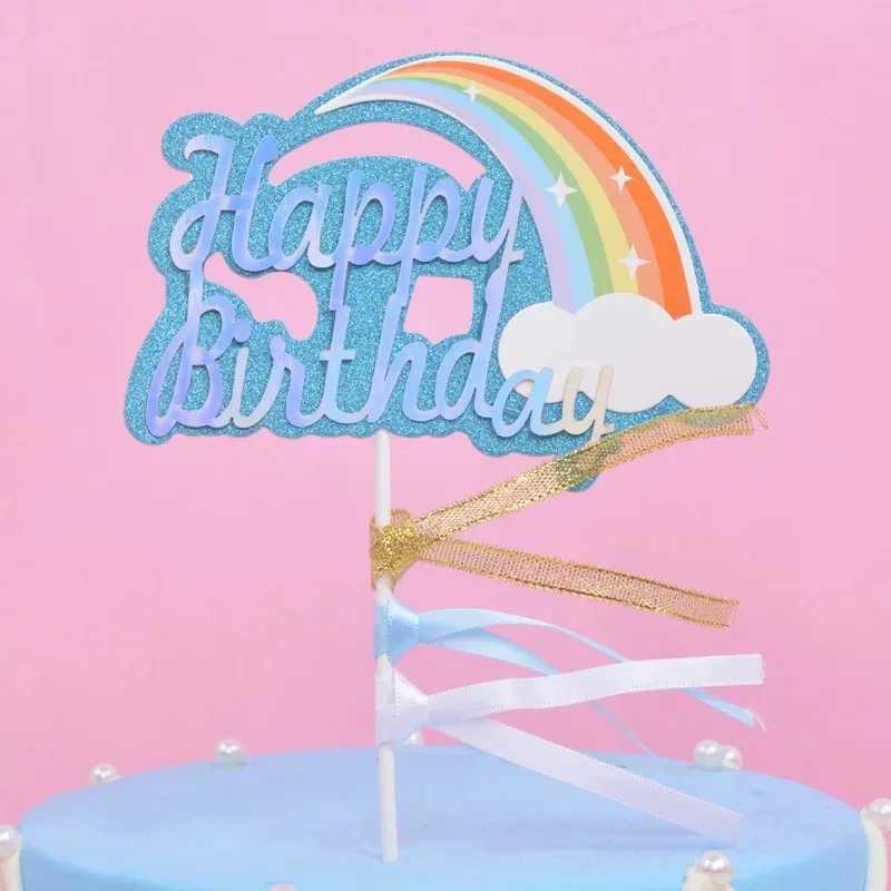 Candles Happy Birthday Cake Paper Card Insert Cloud Sun Cartoon Childrens Happy Birthday Letter Party Cake Decoration