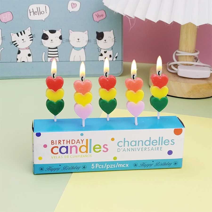 Candles Colorful Love Happy Birthday Hot Sale Cake Candle Childrens Princess String Heart Romantic Confession Wedding Decoration