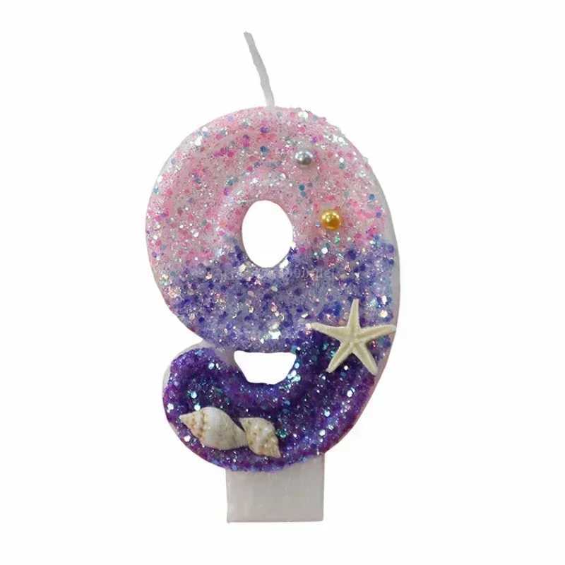 Candles Ocean Mermaid Cake Dekoracja cyfrowa świeca różowy fioletowy dekoracyjny świeca dziewczyny