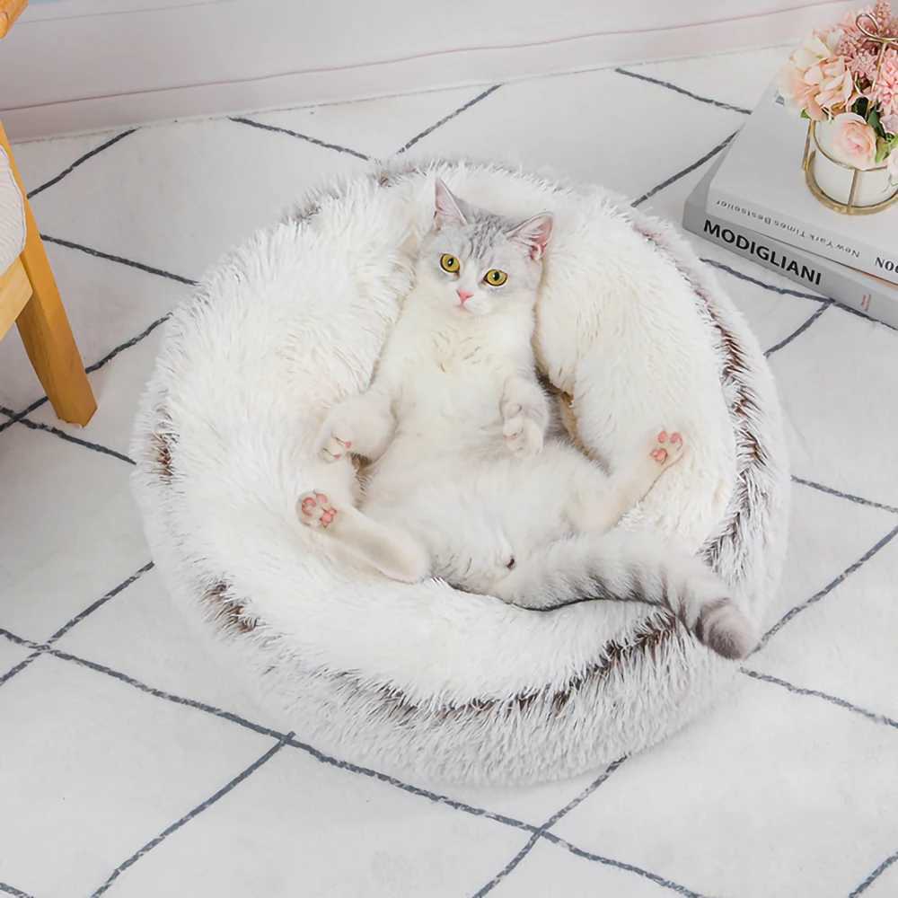 Łóżka kota meble długie pluszowe okrągłe łóżko dla kota na wygodną i modną drzemkę