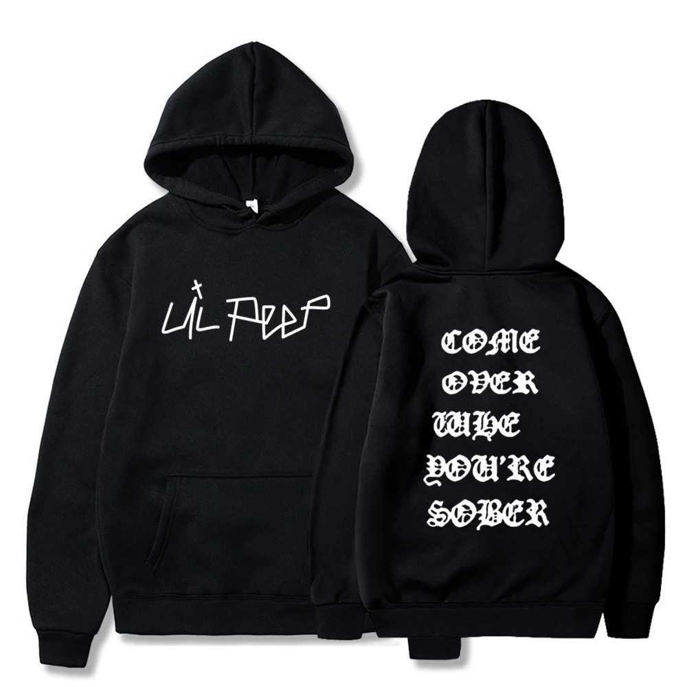 男性のパーカースウェットシャツlil peepパーカーはリルを愛しています。ピープメンズ/レディースハーディプルオーバースウェットシャツメンズ/レディススーダデラス泣くベビーハットホディスウェットシャツQ240506