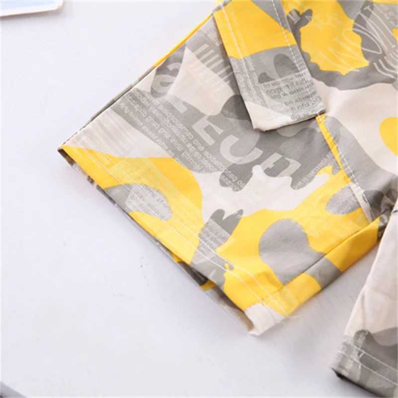 Bekleidungssets Baby Set Childrens Summer Fashion Camouflage Gedruckte Patchwork -Ärmel Kurzarm Shorts Setl2405