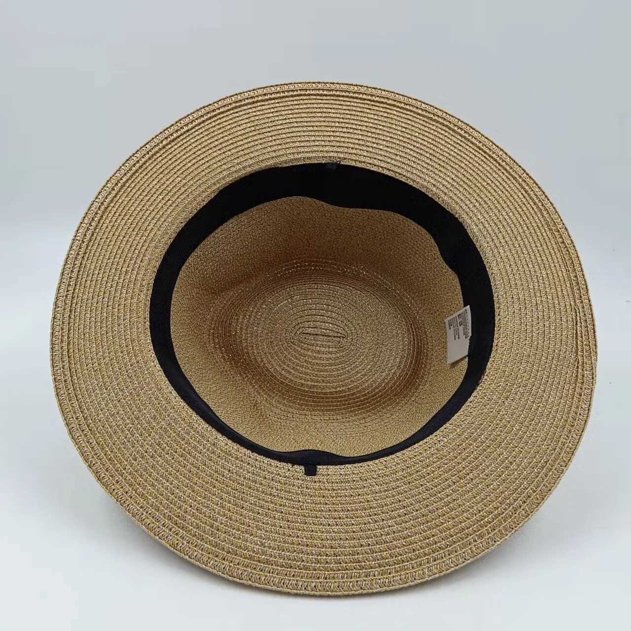 Nouveau chapeau de paille doux panaméen naturel adapté aux hommes Femmes d'été / hommes étroites Brown Beach Sun Hat UV Résistant Fedora Birthday Gift J240506