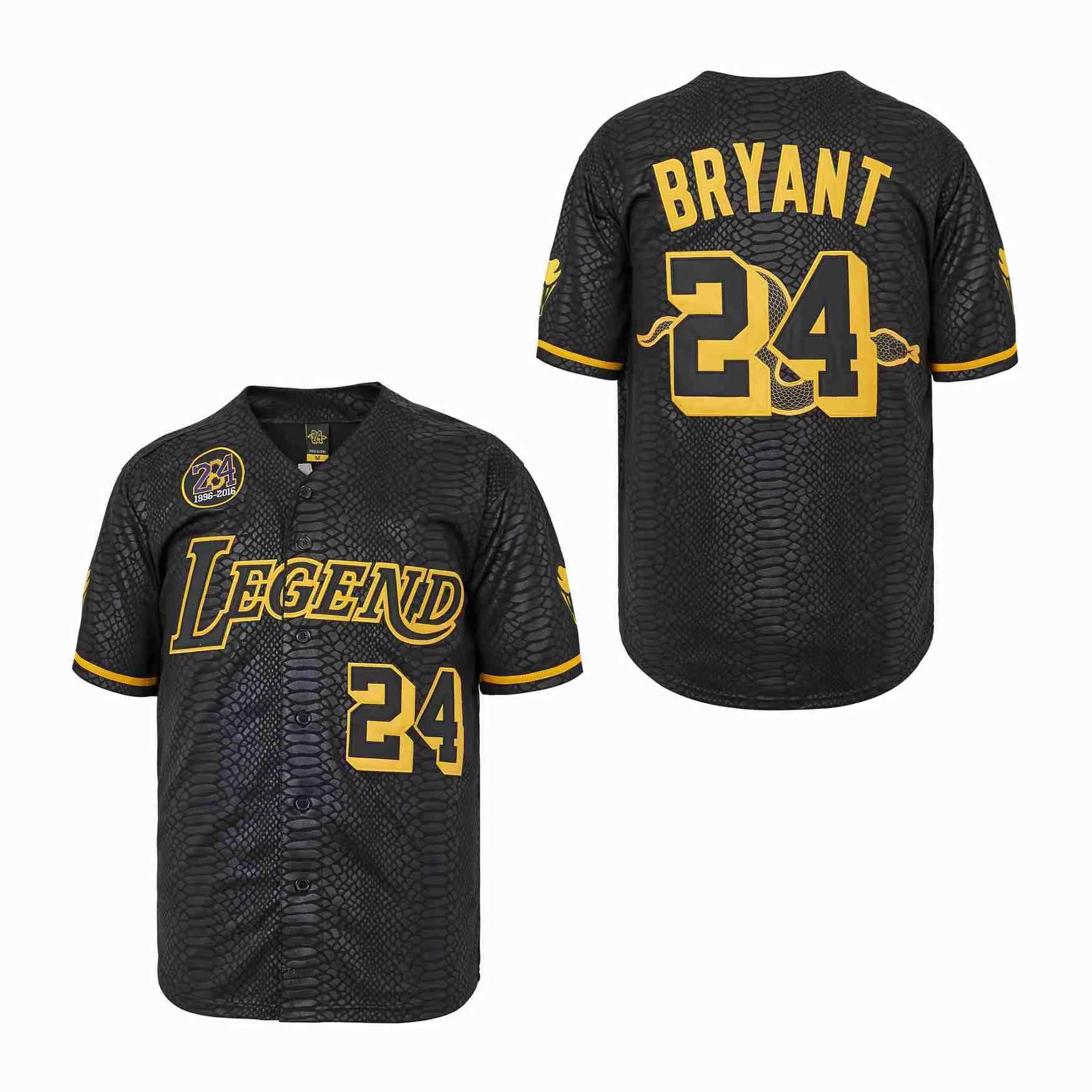 Men's T-Shirts BG Baseball Jersey LA LEGEND 8 24 Jerseys Sewing Embroidery High Quty Sports Outdoor Black snake skin pattern 2023 New Men T240506